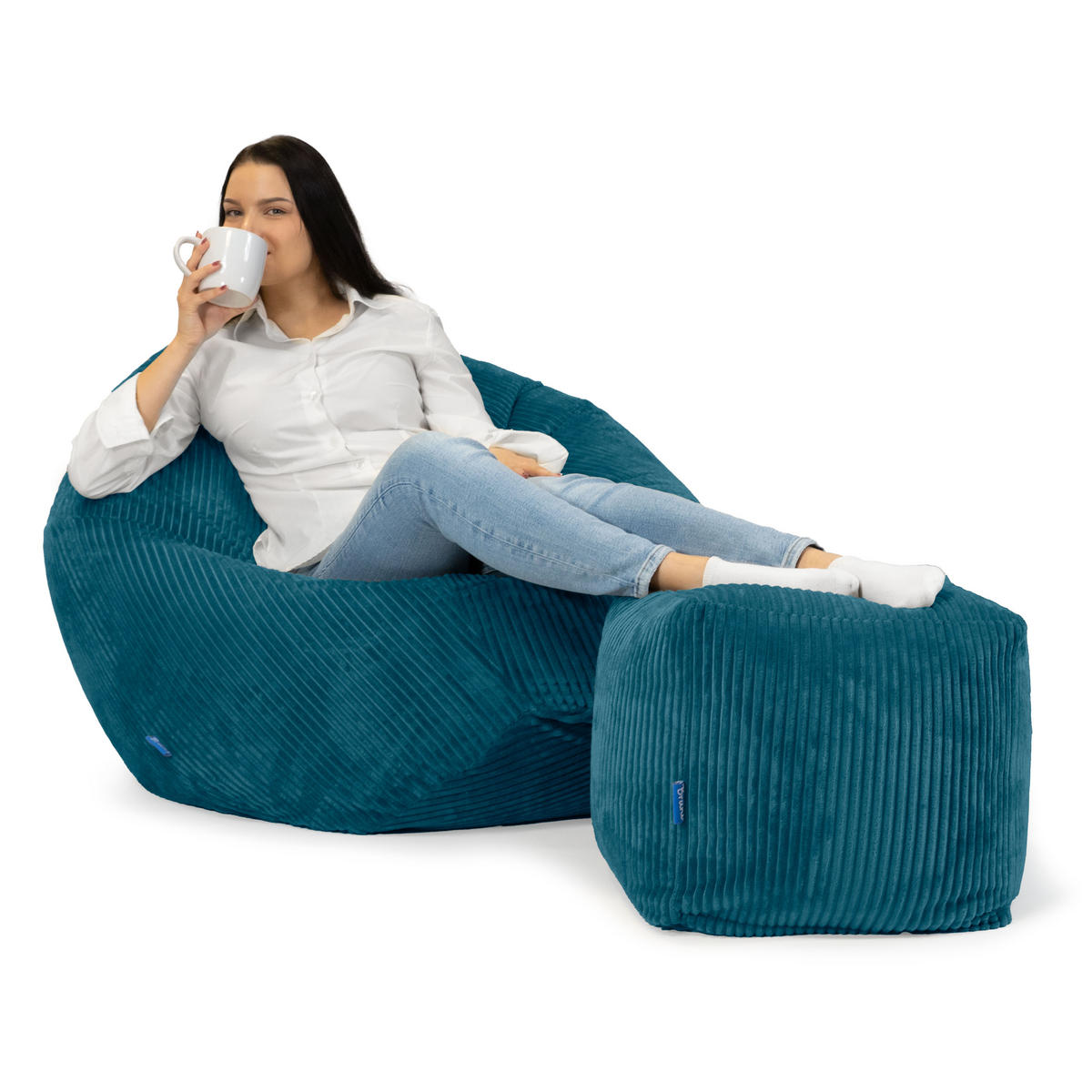 SITZWÜRFEL Cubo Cord petrol - Petrol, Textil (40/40/40cm) - Bruni