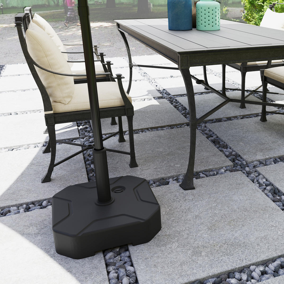 SONNENSCHIRMSTÄNDER bis 25 kg befüllbar - Schwarz, Kunststoff (45/45cm) - Outsunny