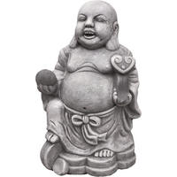 STEINFIGUR Dicker Shaolin Buddha Mönch stehend frostfest Steinguss - Grau, Stein (21/30/15cm) - stoneandstyle