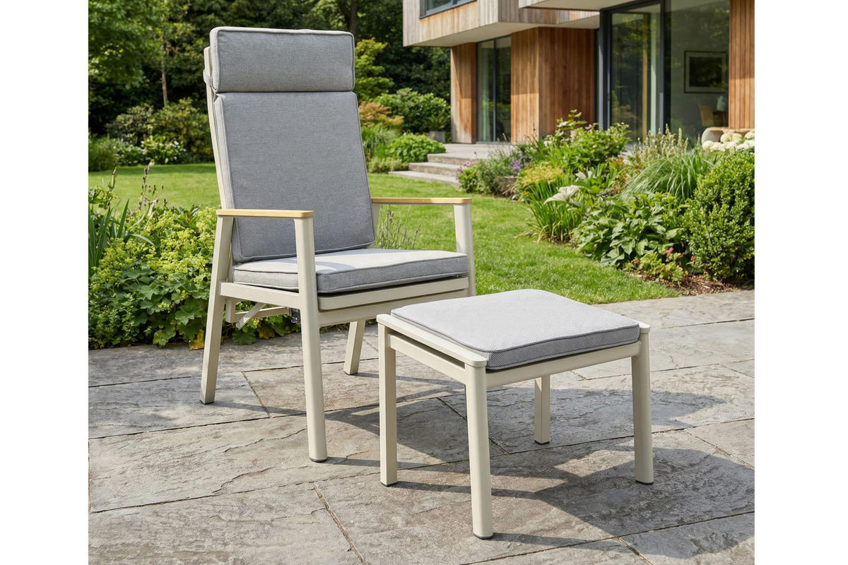 GARTENHOCKER Austin 46,5x58x50 cm, Aluminium, Taupe - Taupe, Metall (58/46.5/50cm) - dasmöbelwerk