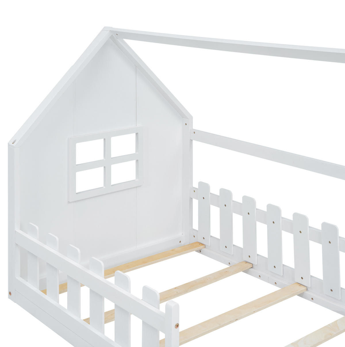 HAUSBETT 90/200 cm Weiß aus Kiefer mit minimalistischer Form - Weiß, Holz (90/200cm) - OKWISH