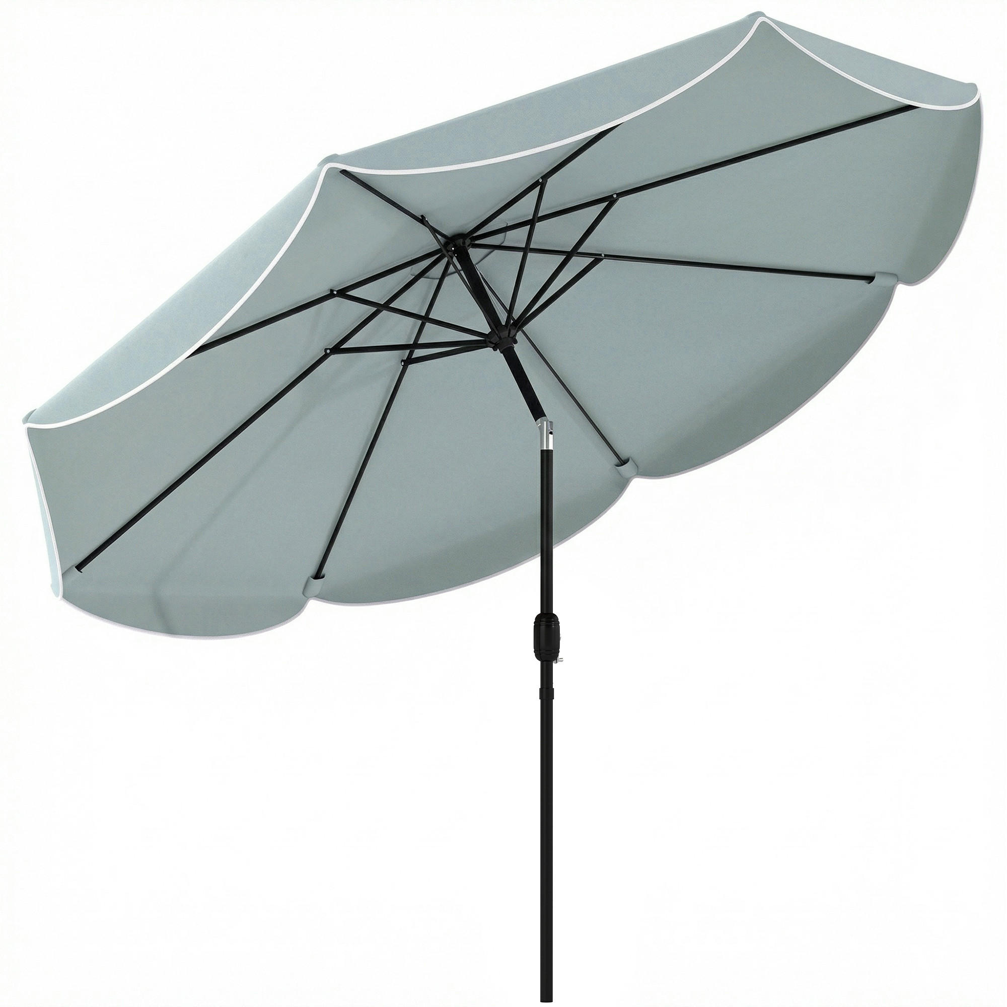 SONNENSCHIRM rund 265 cm DE-11595 Neigbar mit Volant Blau - Blau, Metall (265/265cm) - ComfortXL