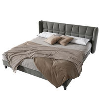 POLSTERBETT 180/200 cm mit Lattenrost & gepolstertem Kopfteil, Samt Grau - Grau, Textil (180/200cm) - Redom