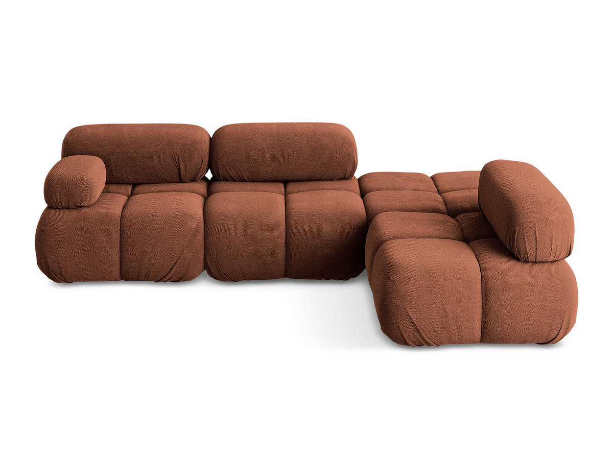 ECKSOFA Rechts Chenille Stoff Orange - Terra cotta/Schwarz, Kunststoff/Textil (285/190cm) - Makamii