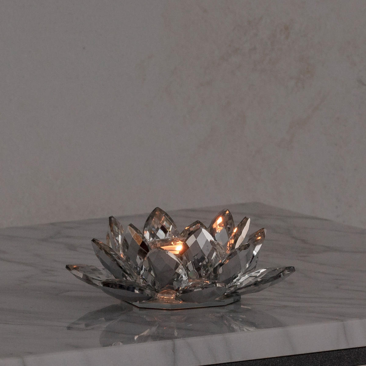 KERZENSTÄNDER Cristal shine - Silberfarben, Glas (14/5.5/14cm) - home&you