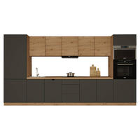 KÜCHENZEILE 420 cm - Langen KL12-M420 - in Grau / Artisan Eiche - Eiche Artisan/Grau, Holz (420/212/58cm)