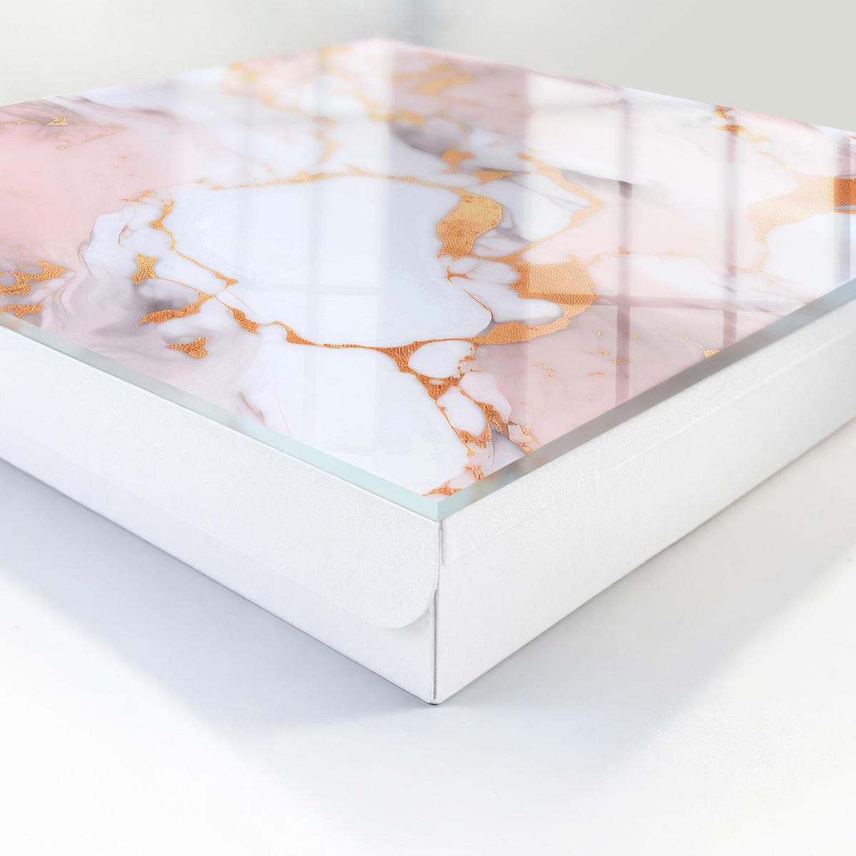 SCHLÜSSELBOX Weiß 30x30 cm – Türöffnung nach rechts - Abstrakter Marmor - Pink, Metall (30/30/5cm) - TULUP