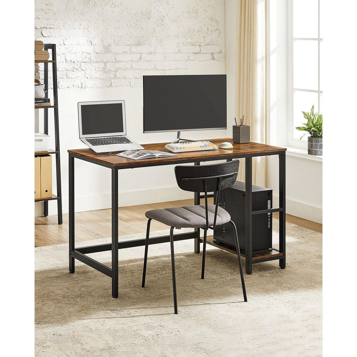 SCHREIBTISCH Yaoundé - Braun, Metall (60/120/75cm) - Hansiro