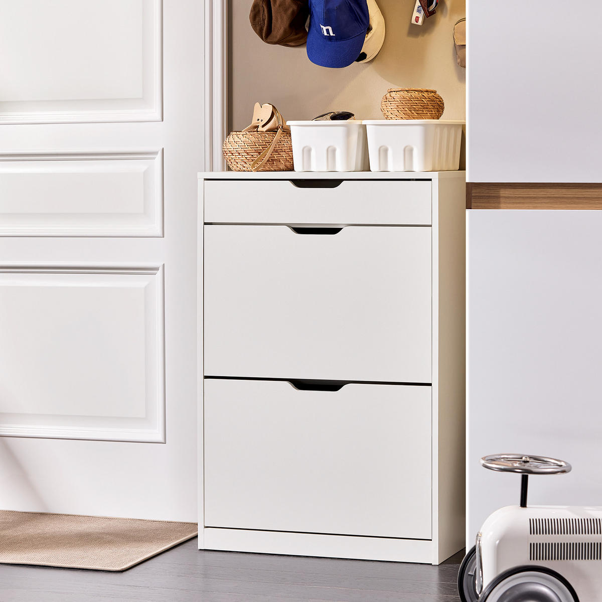 SCHUHSCHRANK Weiß - Weiß, Holzwerkstoff (60/90/30cm) - SoBuy