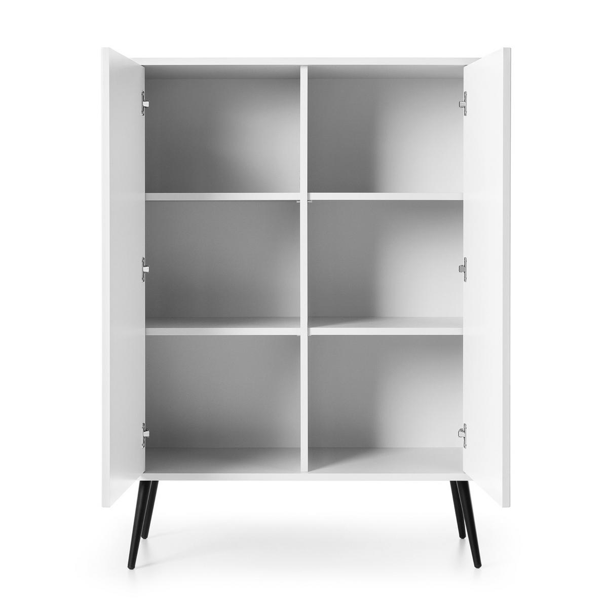 SIDEBOARD MORDEN KOM1 Abgerundeter Korpus Weiß Weiß - Weiß, Holzwerkstoff/Kunststoff (103/129/39cm) - Komodee