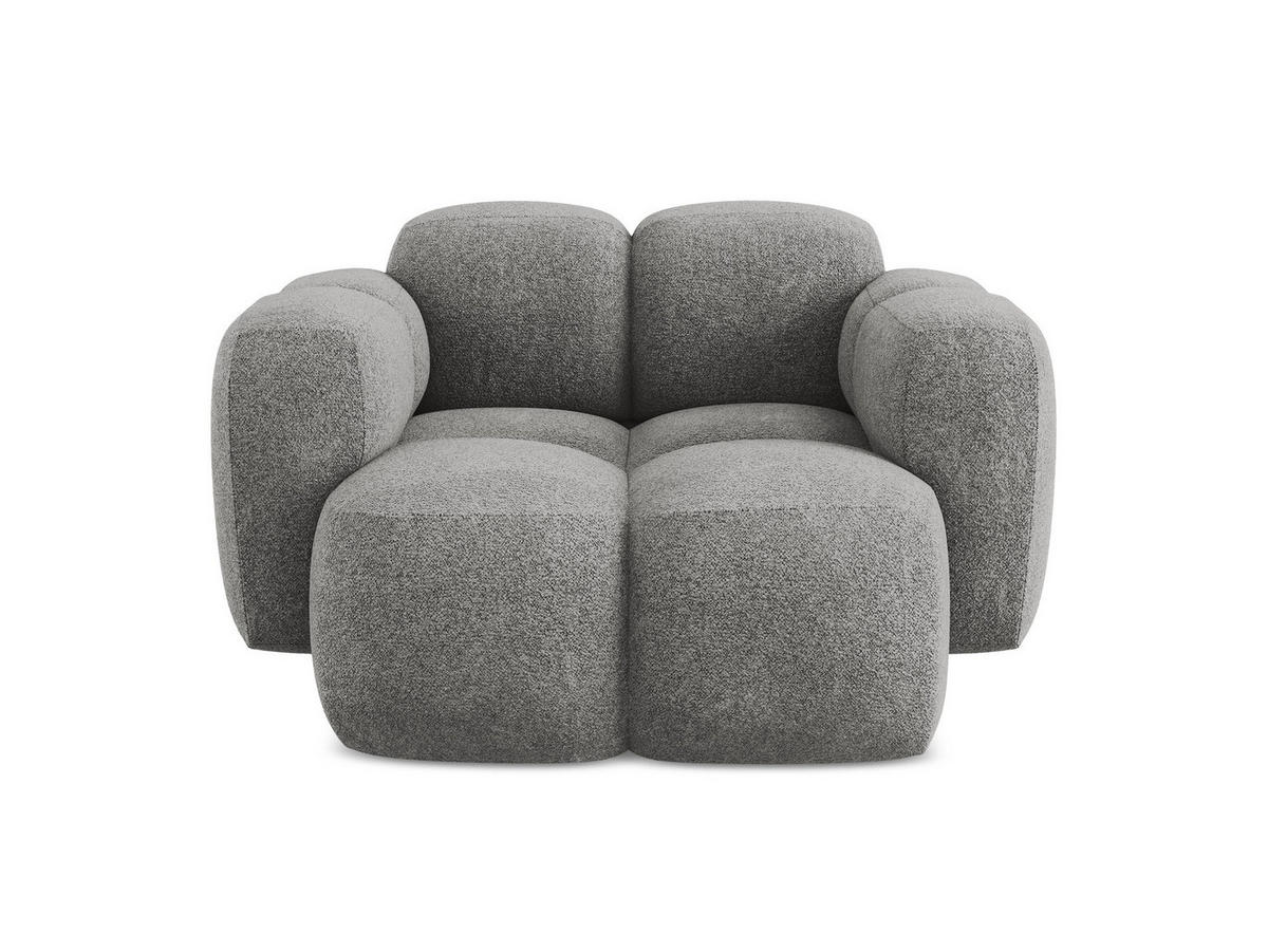 SESSEL Chenille Stoff Grau - Dunkelgrau/Schwarz, Holzwerkstoff/Kunststoff (120/72/115cm) - Makamii