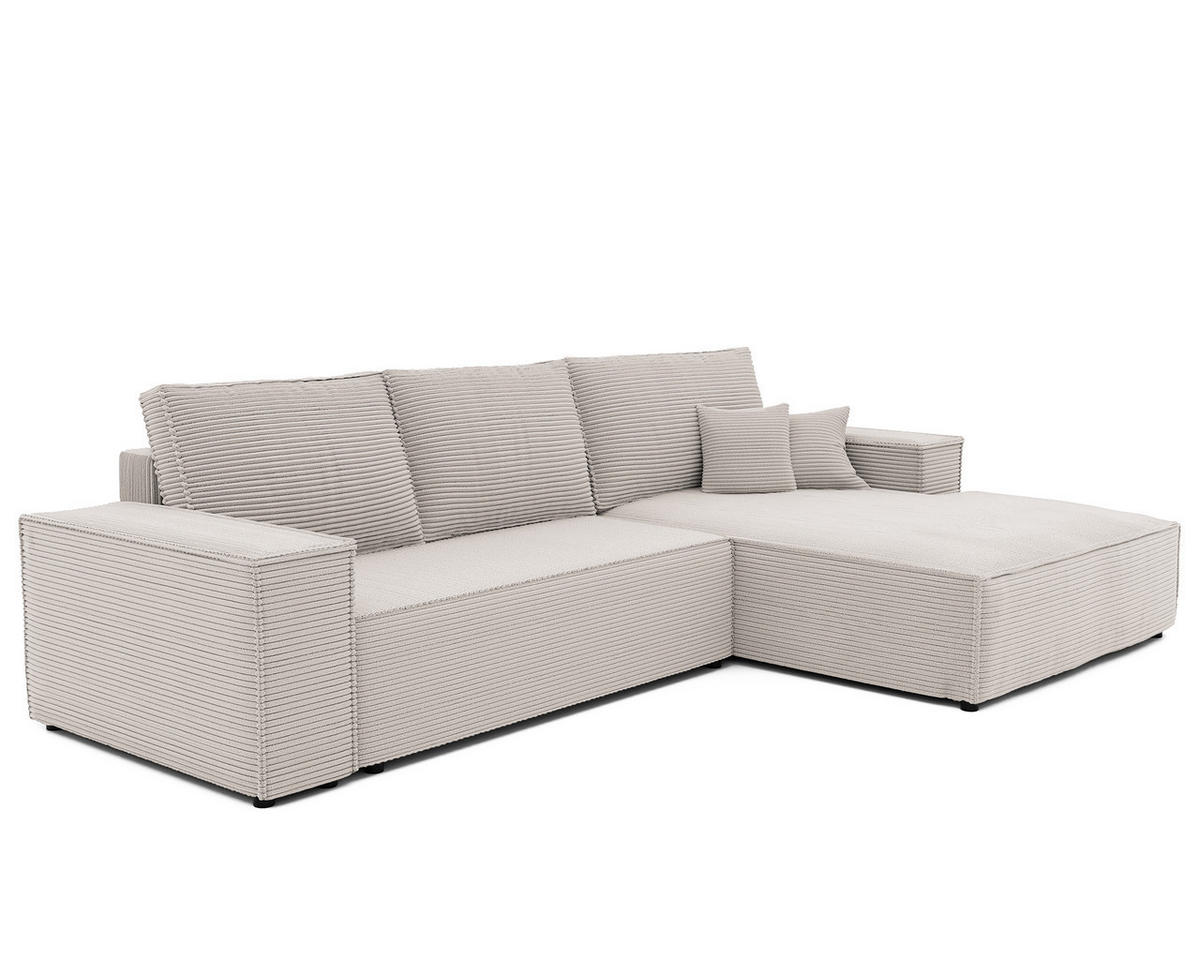 ECKSOFA NOVA mit Schlaffunktion und Bettkasten Creme - Creme, Holzwerkstoff/Kunststoff (250/90cm) - Idohome