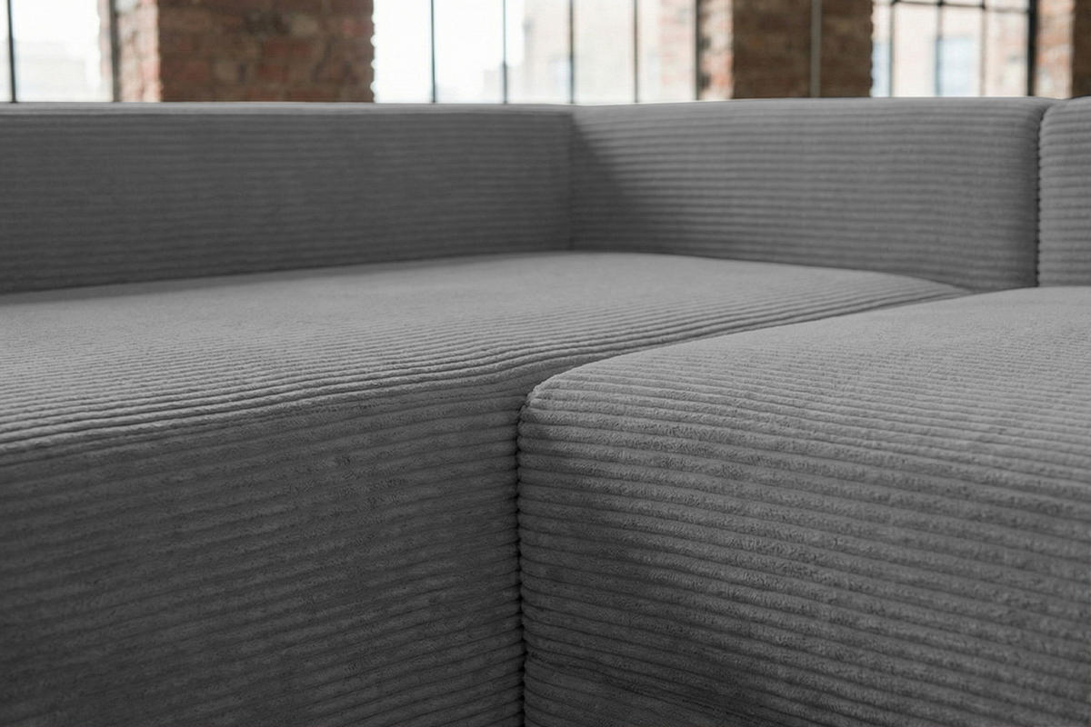 SCHLAFSOFA SADIRA Grau Cord - Schwarz/Grau, Kunststoff/Textil (288/209cm) - KAWOLA