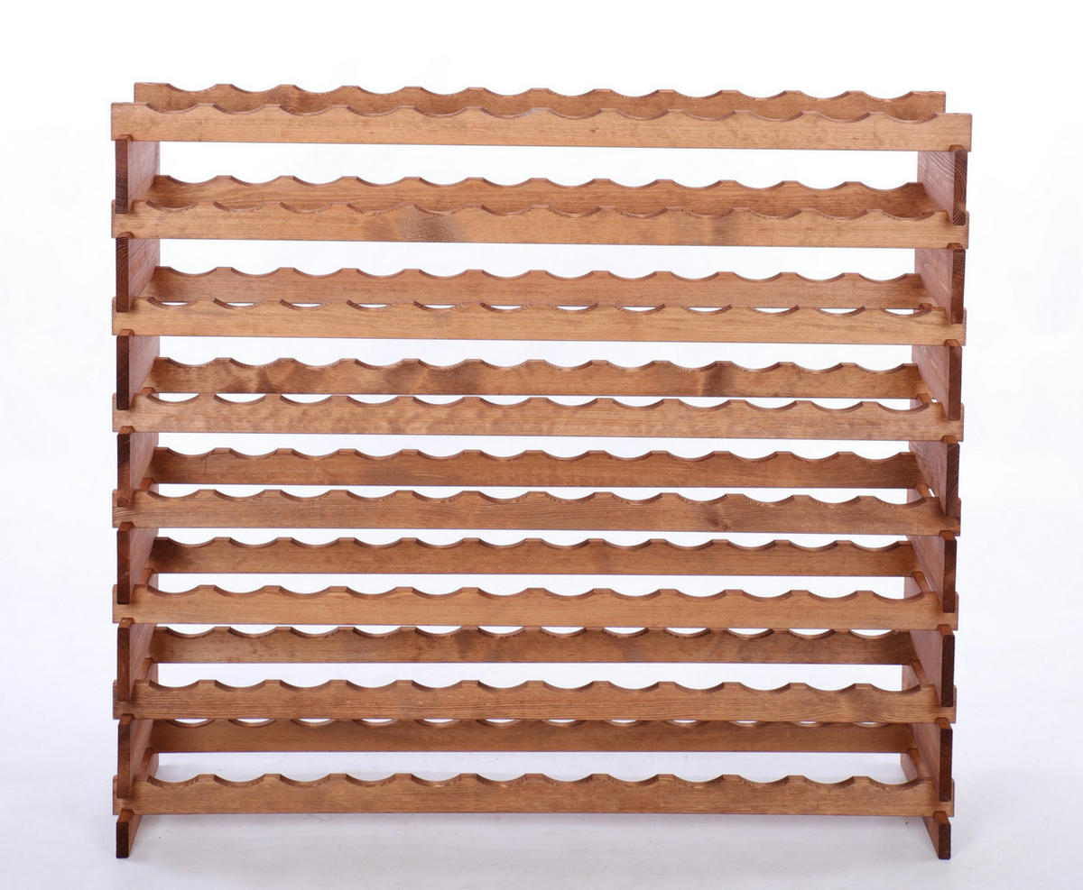 WEINREGAL VINOTECA FLEX PRO HxBxT 107x123x28cm 96 Flaschen auf 8 Ebenen Braun geölt - Braun, Holz (123/107/28cm) - PROREGAL