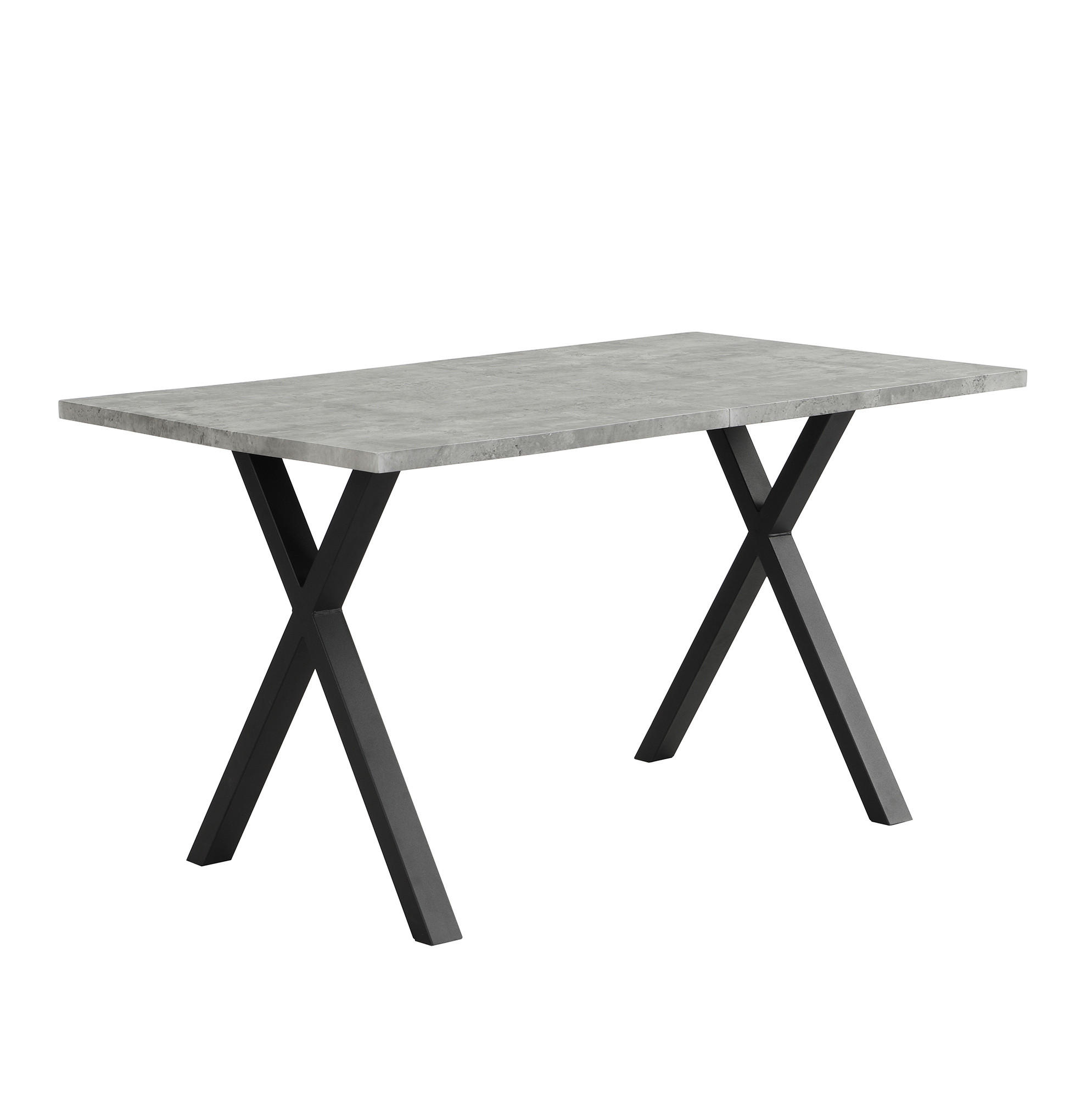 JEDÁLENSKÝ stôl, 140/80/76 cm, MDF v betónovom dekore a čierny kov - sivá, kompozitné drevo (140/80/76cm) - BEAOK