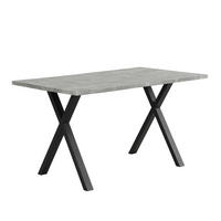 JEDÁLENSKÝ stôl, 140/80/76 cm, MDF v betónovom dekore a čierny kov - sivá, kompozitné drevo (140/80/76cm) - BEAOK