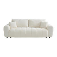 SCHLAFSOFA - 3 Personen - samt - cremefarben Badota - Creme, Kunststoff/Textil (244/90/101cm) - Vente-Unique