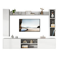 TV-WOHNWAND-SET(KOMPLETT-SET, 4-St) 180/35/33,5 cm aus Spanplatte mit flexibler Wand- und Standmontage Weiß - Weiß, Holzwerkstoff (180/33.5/35cm) - Modenvie