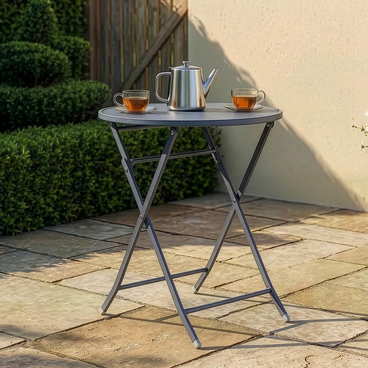 GARTENKLAPPTISCH Sande - Schwarz, Metall (62/62/71cm) - [en.casa]