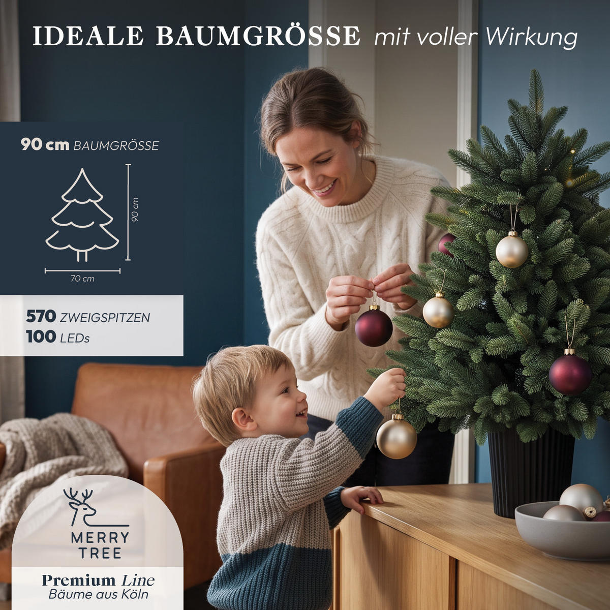 WEIHNACHTSBAUM mit PE-Spritzguss-Nadeln, 90 cm - Grün, Kunststoff (90cm) - Merry Tree