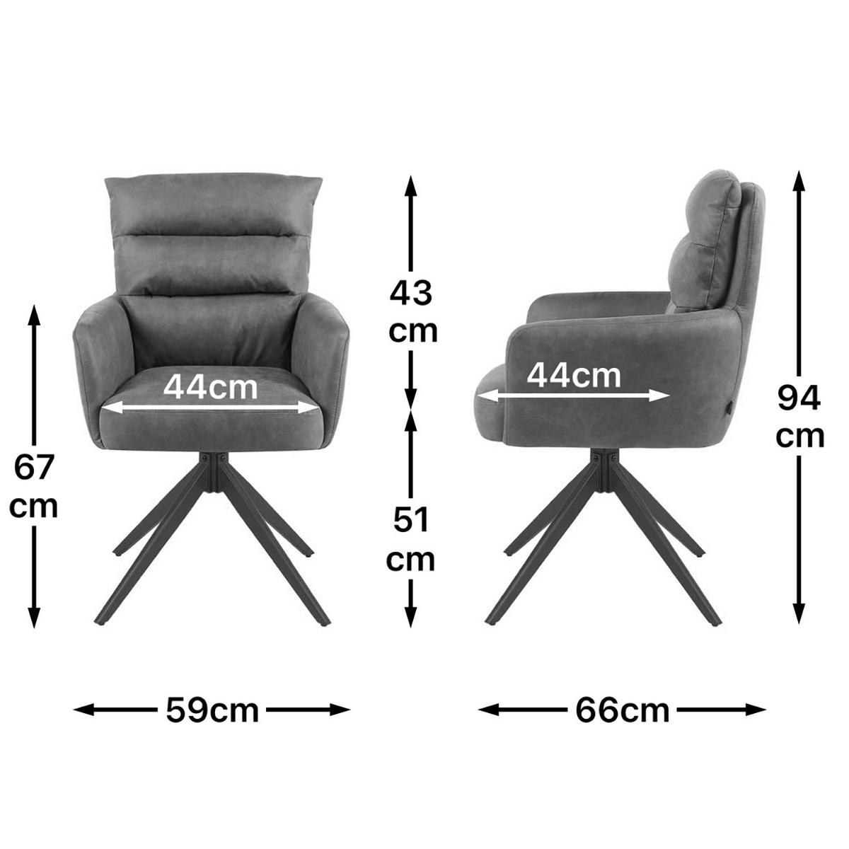 ARMLEHNSTUHL Mika-Alva - Taupe/Schwarz, Textil/Metall (59/94/66cm) - DUBI Möbel
