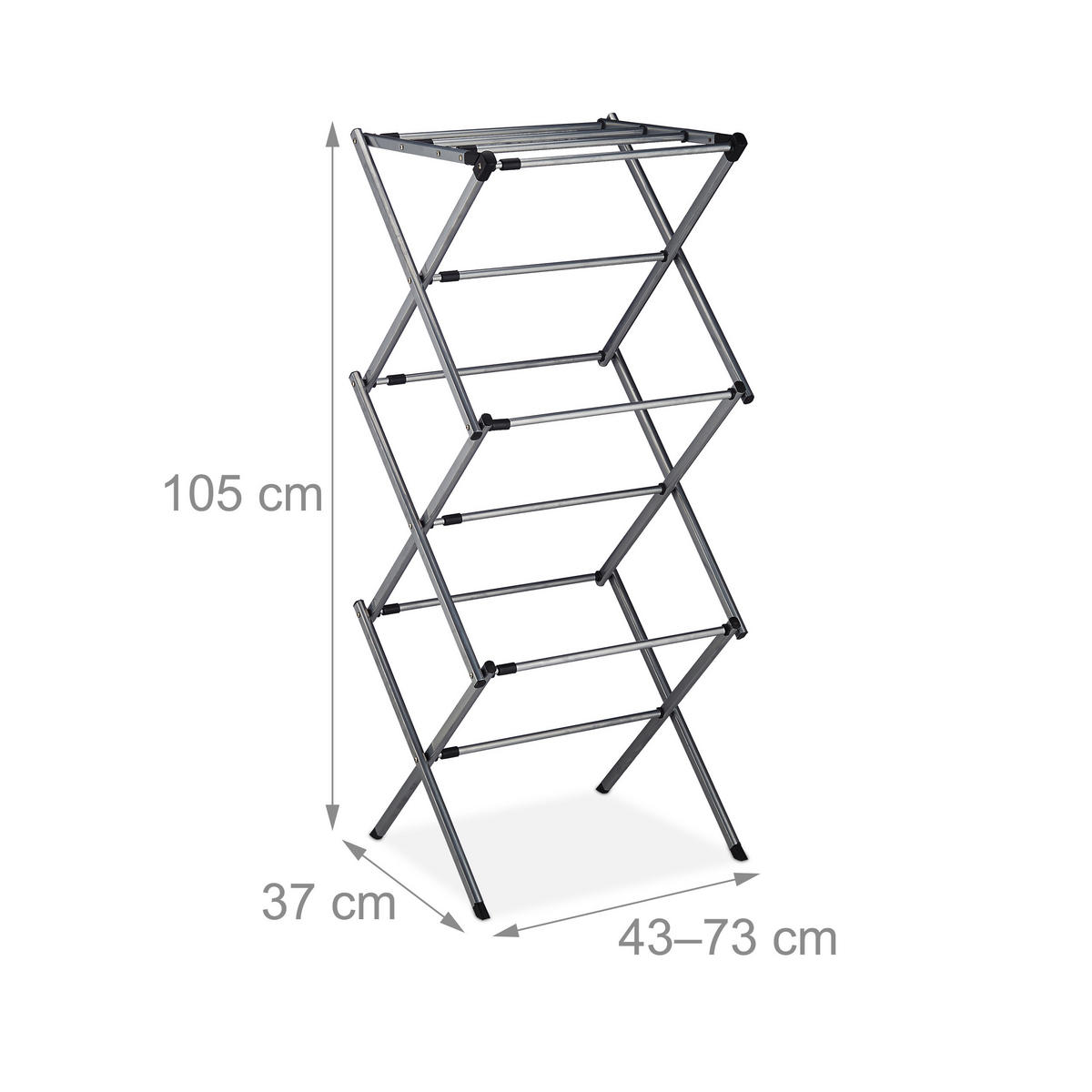 STOJAN na prádlo - strieborná, kov/plast (73/105/37cm) - Relaxdays