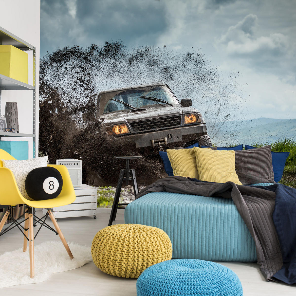 FOTOTAPETA Pre Študentskú Izbu Jeep Blatistý Horský Terén 450 x 315 cm - hnedá/čierna, papier (450/315cm) - Muralo