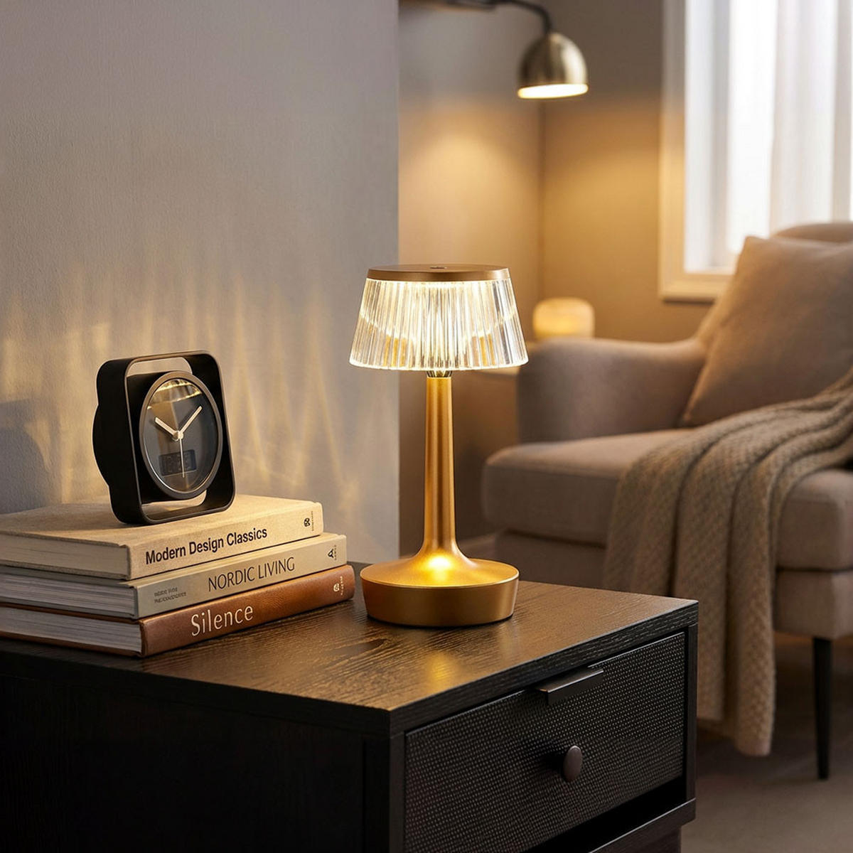 LED TISCHLEUCHTE Messing Kristall-Effekt 2er Set - Messingfarben, Kunststoff (12/12/23cm) - Globo Lighting