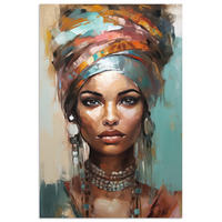 POSTER Frau - Kunst - Schmuck - Porträt 80x120 cm - Blaugrau, Papier (80/120/0.1cm) - MuchoWow