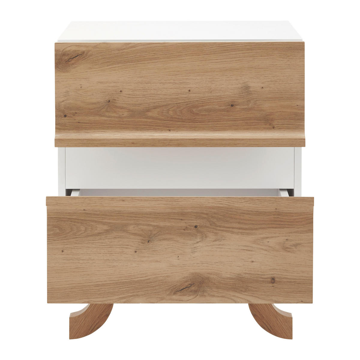 NACHTTISCH Vira Weiß/Kieferfarben Echtholz - Weiß, Holz (48/60/43cm) - Bessagi Home