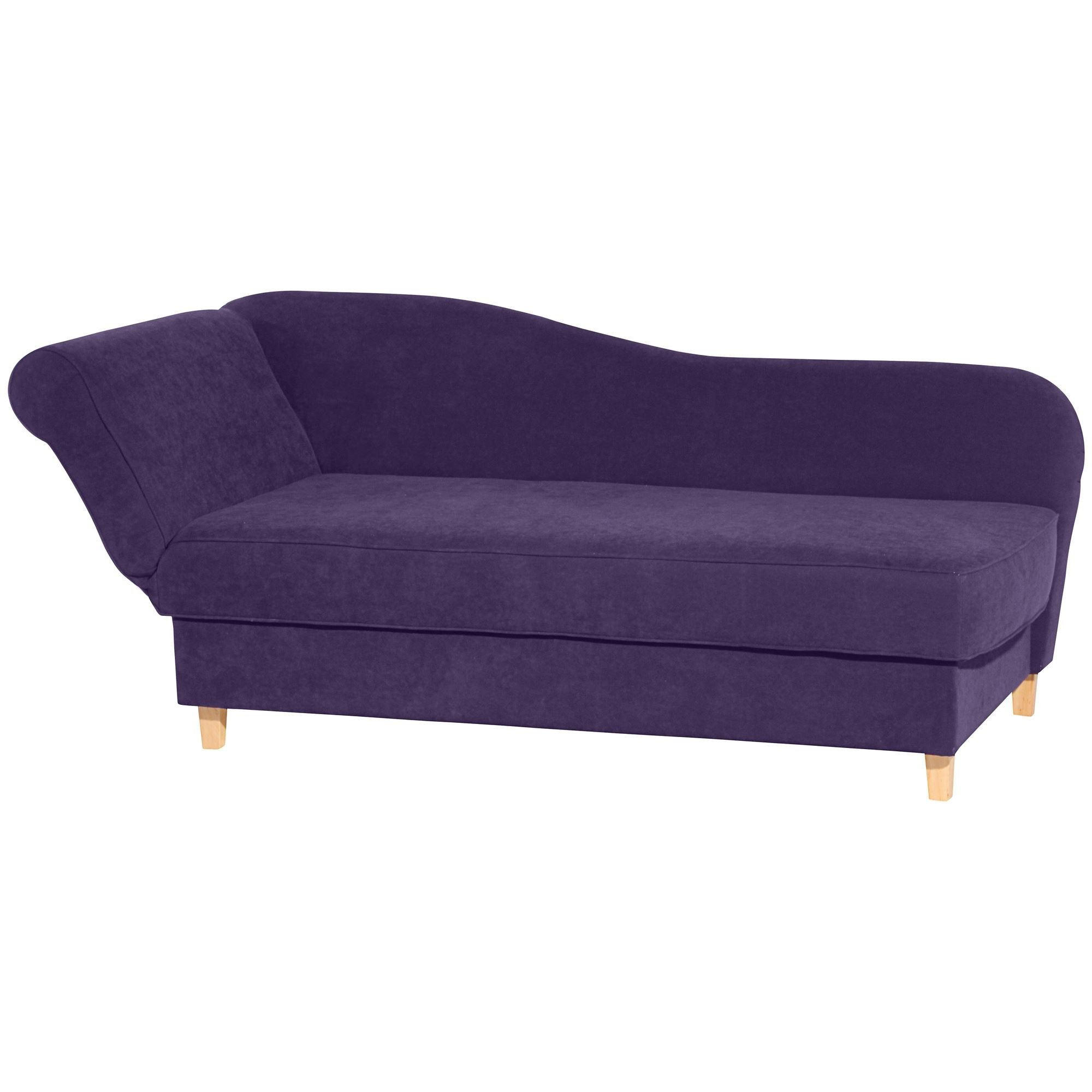 RECAMIERE mit Armteil links klappbar Katia Bezug Veloursstoff Buche natur / violett - Lila, Kunststoff (190/82/88cm) - 58aufmkessel