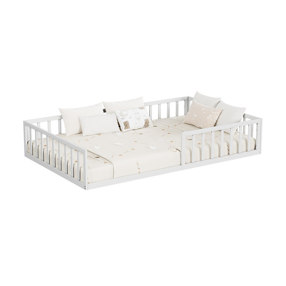 BODENBETT AUS METALL Minno Weiß 205 x 125 cm ohne Matratze - Weiß, Metall - VitaliSpa