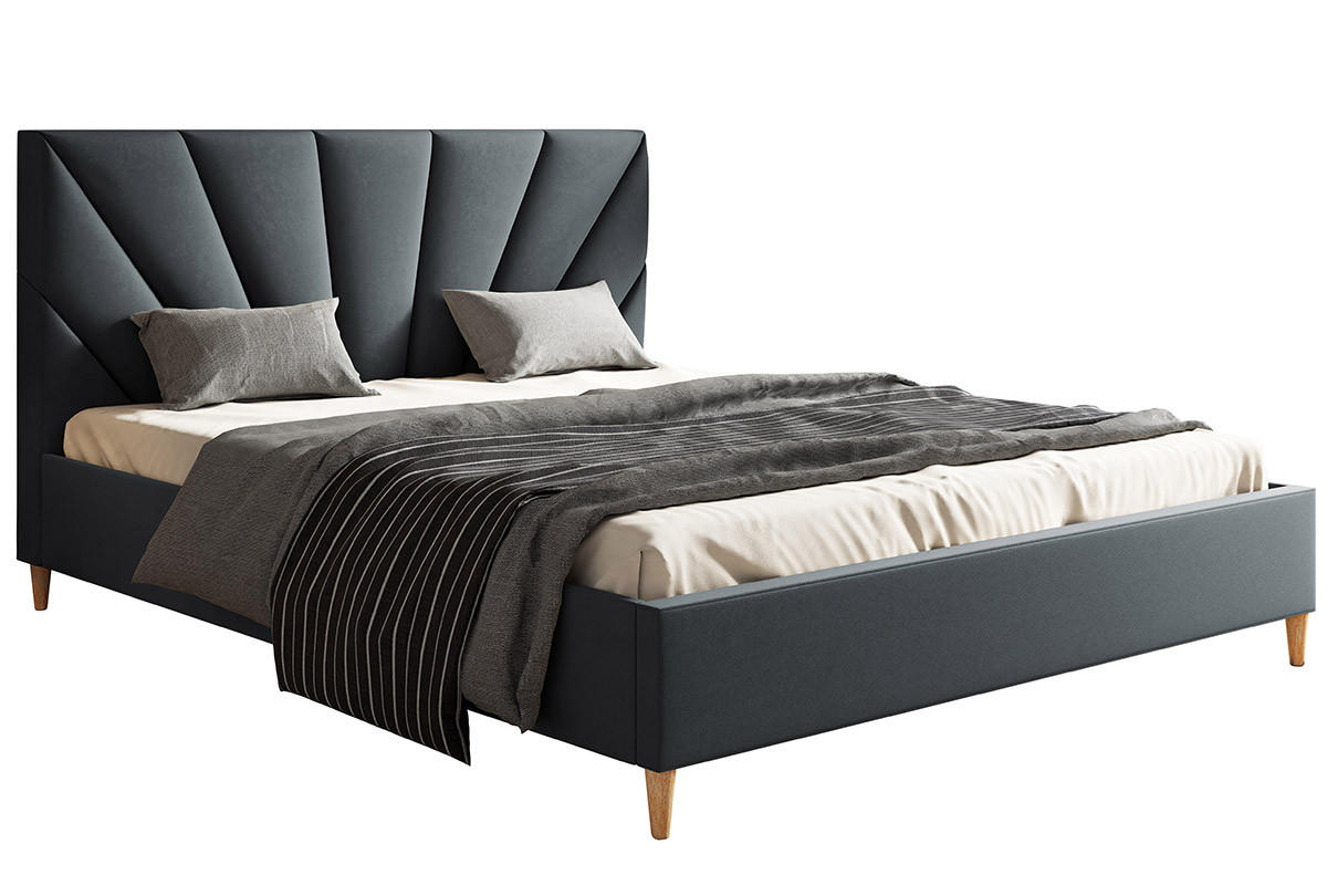 BETT Grau LUXO 3 Gepolstert Samt Jasmine 120x200 cm - Graphitfarben, Textil (120/200cm) - Sepro Meble