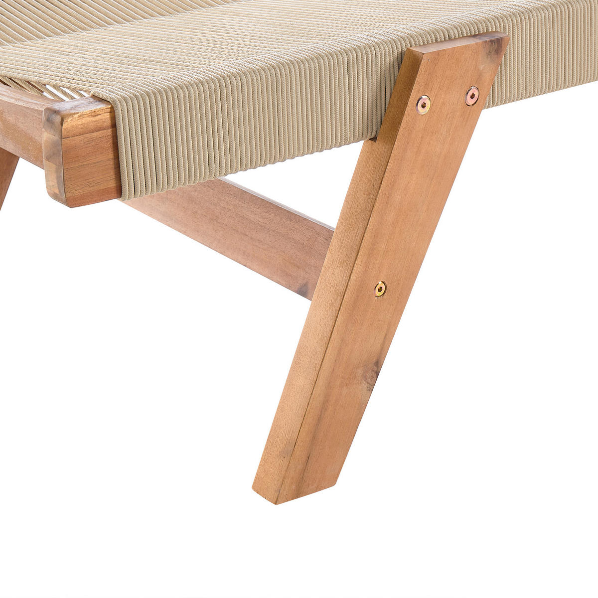 GARTENLIEGE Beige Prossedi - Hellbraun/Beige, Holz (64/35/190cm) - Beliani