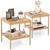 NACHTTISCHE 2er-Set aus Bambus, 2-stufiger Beistelltisch 40 x 40 x 45 cm, Natur - Naturfarben, Naturmaterialien/Holzwerkstoff (40/45/40cm) - DESIGN IN