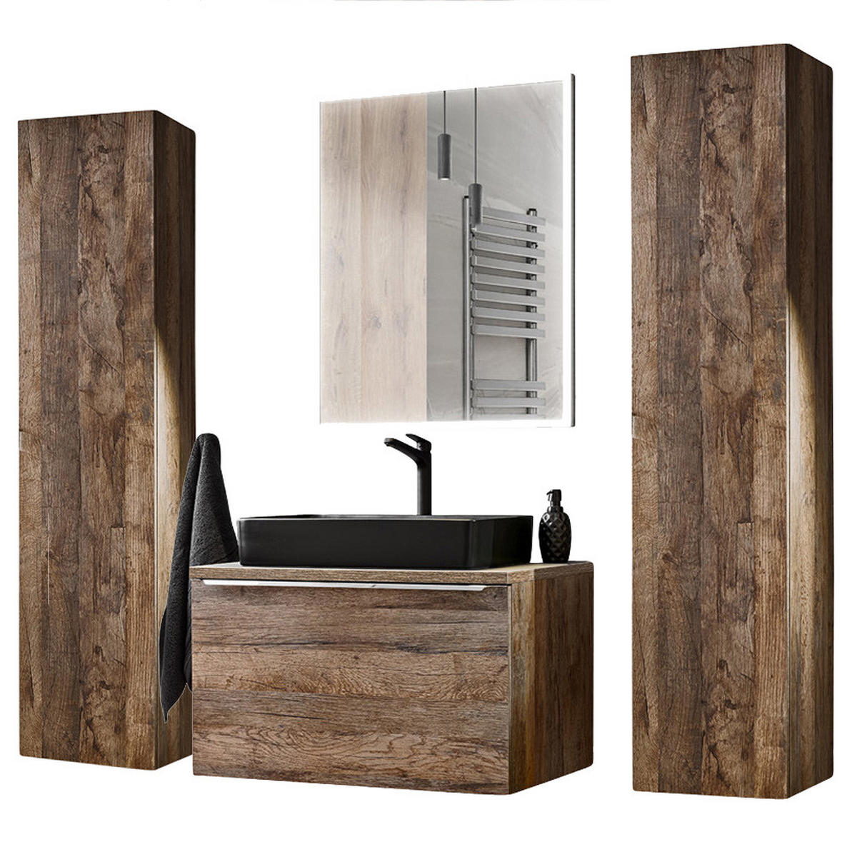 BADMÖBEL-SET 6-TLG. Puebla-56 - Braun, Holzwerkstoff (190/200/46cm) - Lomado