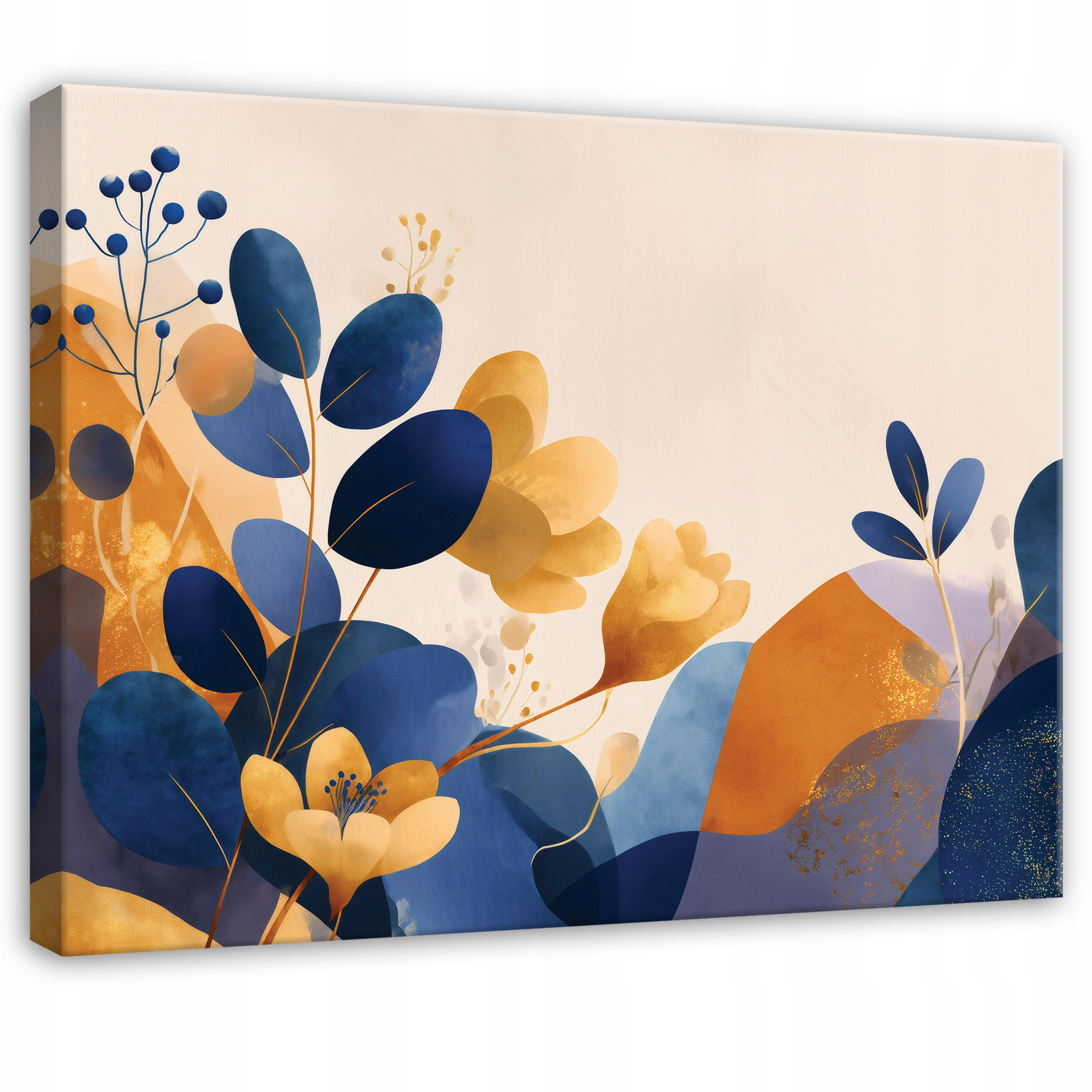 LEINWANDBILD Abstrakt Blätter Blau 120x80 cm - Multicolor, Holzwerkstoff (120/80cm) - Wallarena