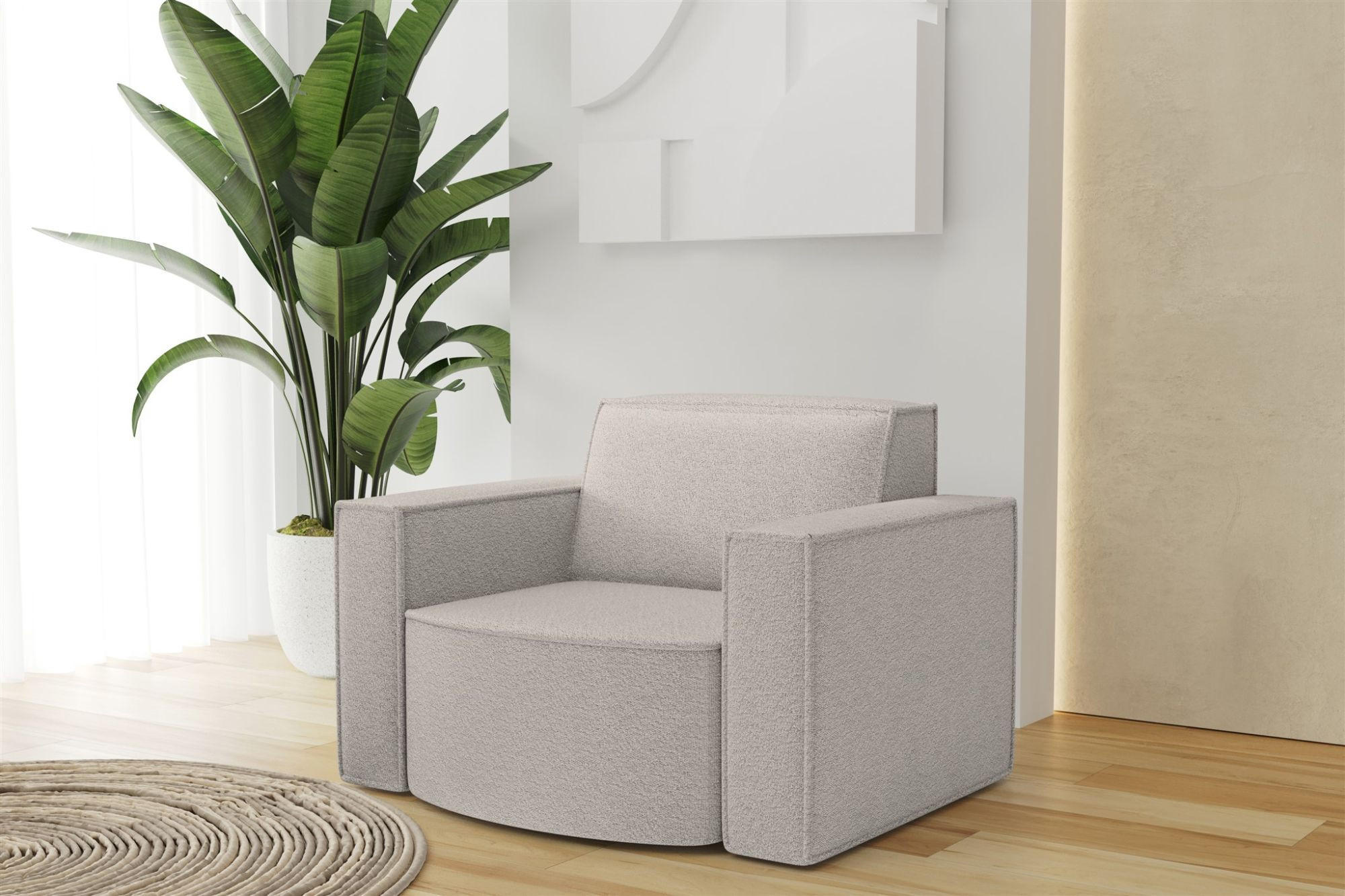 SESSEL Palma Ascot Bukla - Perlmutt, Holzwerkstoff/Textil (98/74/89cm) - Fun Möbel
