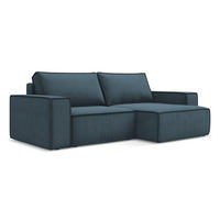 ECKSOFA mit Schlaffunktion Strukturstoff Stoff Blau - Blau/Blaugrau, Kunststoff/Textil (257/148cm) - Makamii