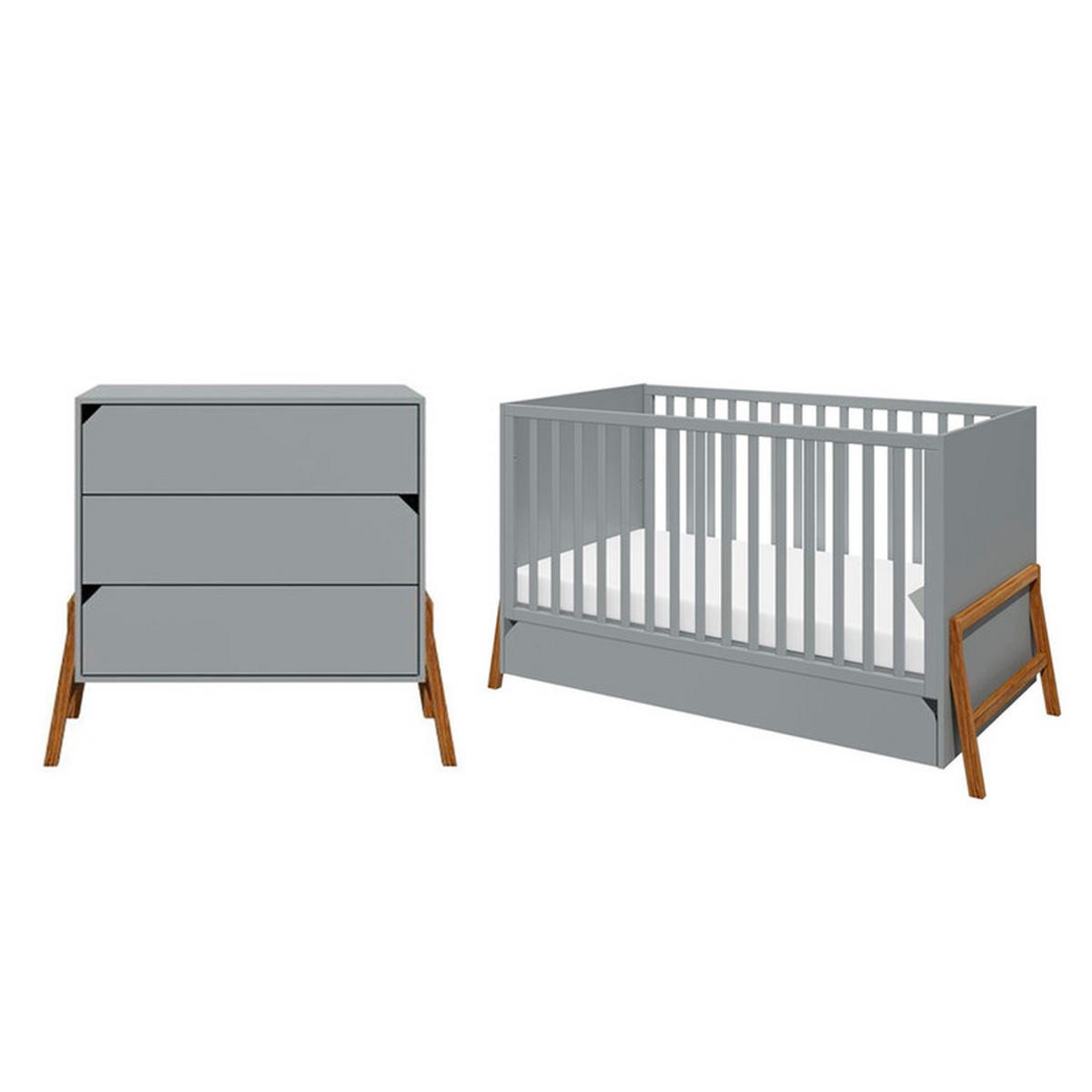 POKOJ PRO MIMINKO 2DÍLNÝ Grey - šedá, kompozitní dřevo (161/90/75cm) - Petits-meubles