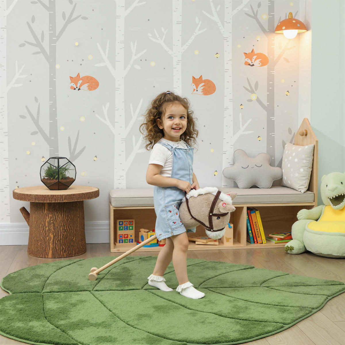 STECKENPFERD Polyester Pappelholz Grau - Grau, Textil (25/95cm) - AIYAPLAY