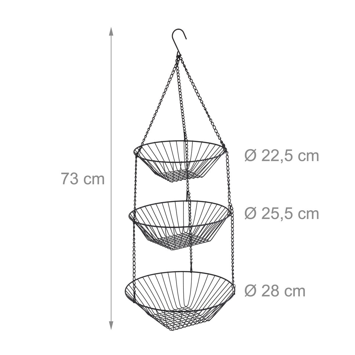 OBSTKORB - Schwarz, Metall (28/73cm) - Relaxdays