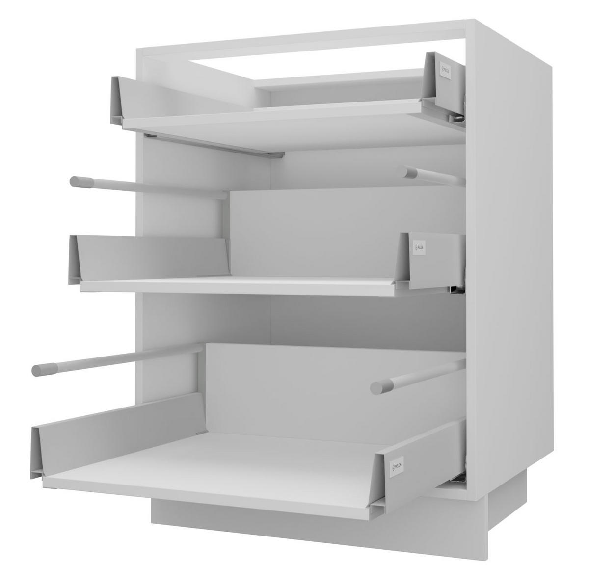 SCHUBLADENUNTERSCHRANK Treviso weiß / Pembroke - schwarz 60 / 50 / 82cm - Eichefarben/Weiß, Holz/Holzwerkstoff (60/82/50cm) - Feldmann-Wohnen