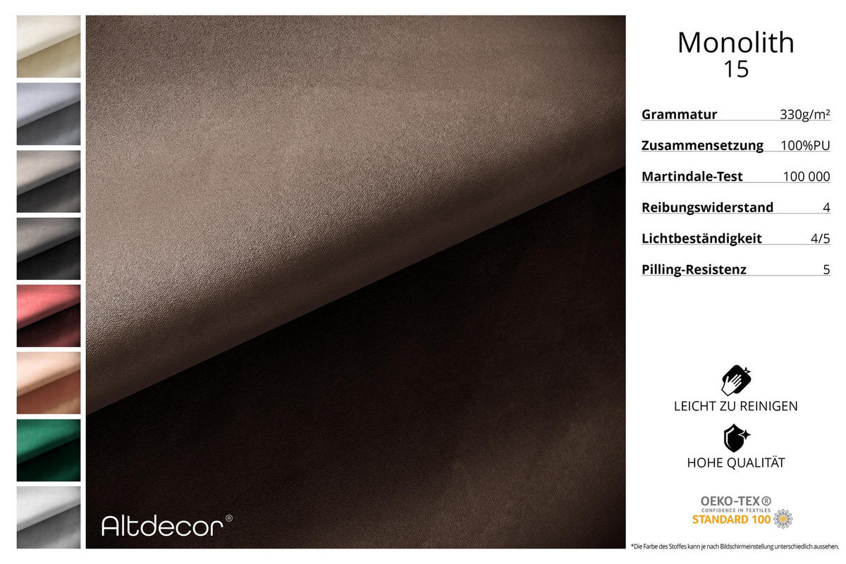 WOHNLANDSCHAFT Ottomane Links CLOUD-U 414x180x40 Braun Velours - Braun, Holzwerkstoff/Kunststoff (414/90/180cm) - ALTDECOR