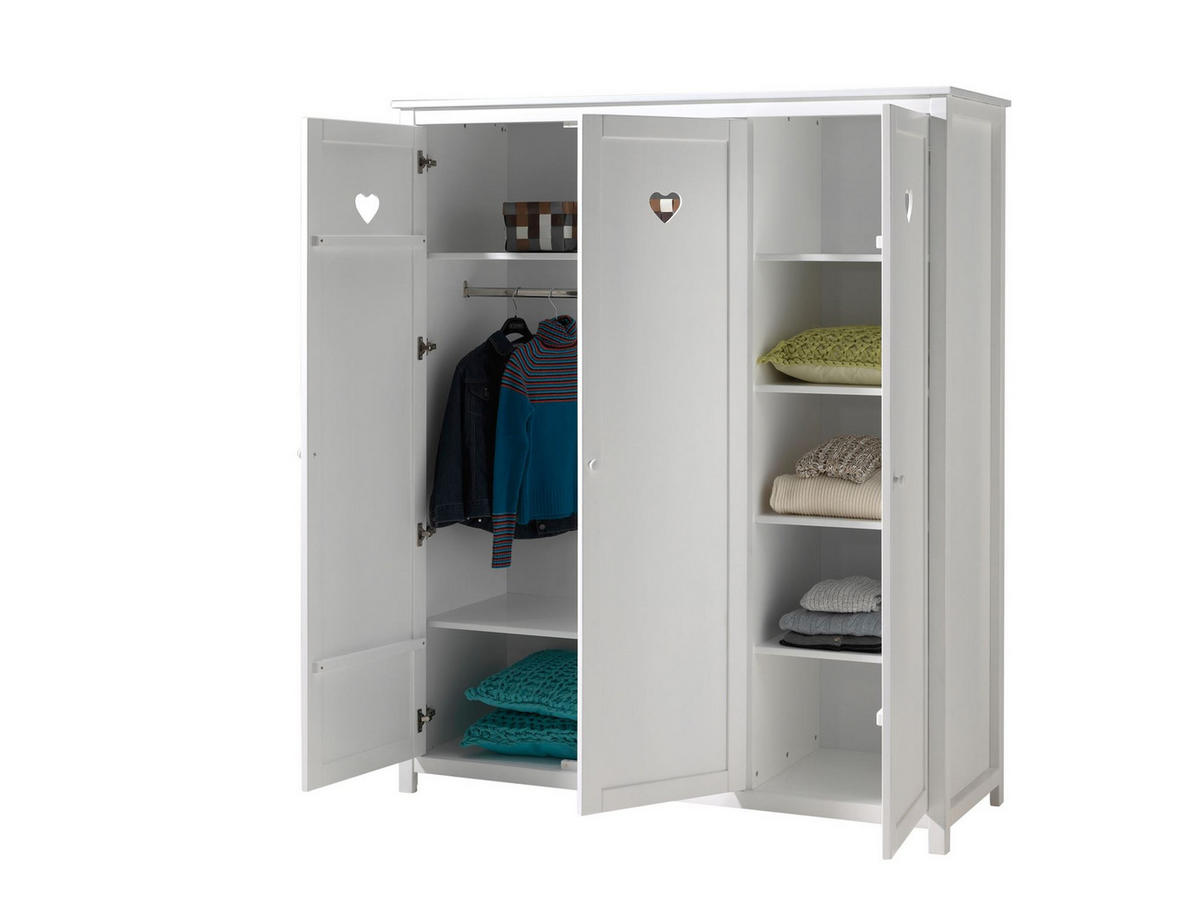 KINDERZIMMER Kamila 9 weiß aus MDF mit Bett, Schrank und Nachtkonsole - Weiß Hochglanz, Holzwerkstoff (380/80/180cm) - 58aufmkessel