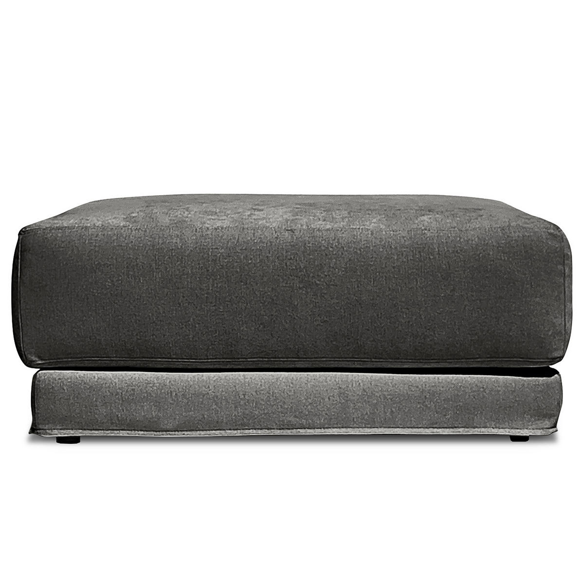 POLSTERHOCKER mit Wechselbezug - Webstoff - Dunkelgrau/Schwarz, Holz/Kunststoff (92/45/92cm) - home24