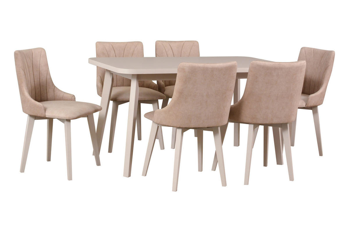 ESSTISCH Oslo 6 - Weiß/Cappuccino, Holz (80/140/75cm) - Leaf Design
