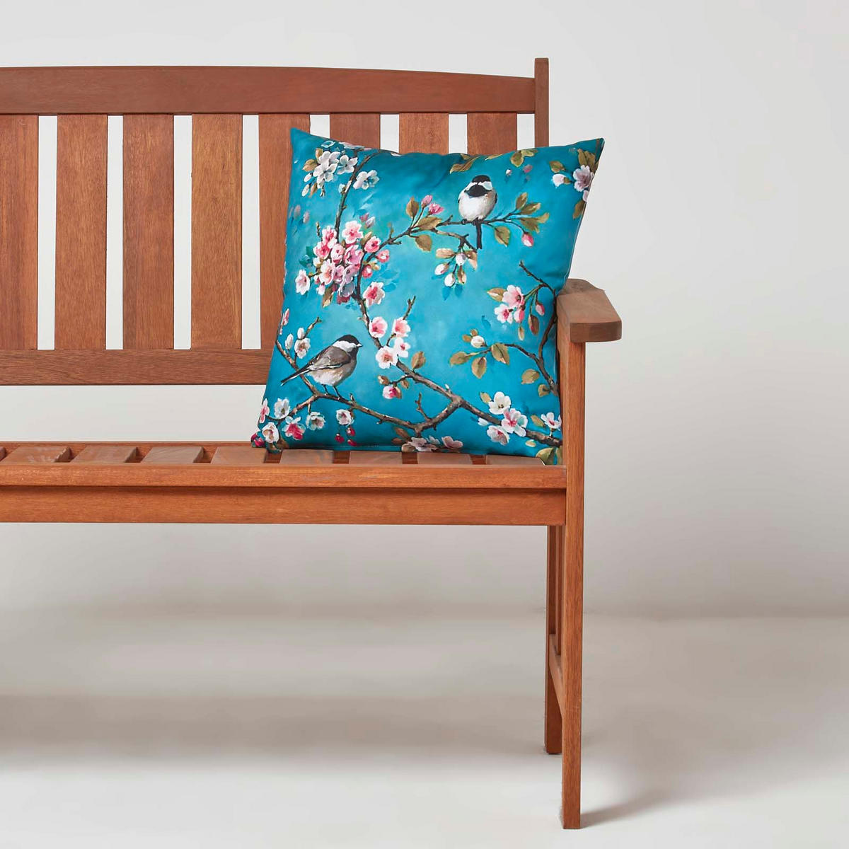OUTDOOR-KISSEN 2er-Set 45/45 cm – Vögel & Zweige - Blau, Textil (45/45cm) - Homescapes