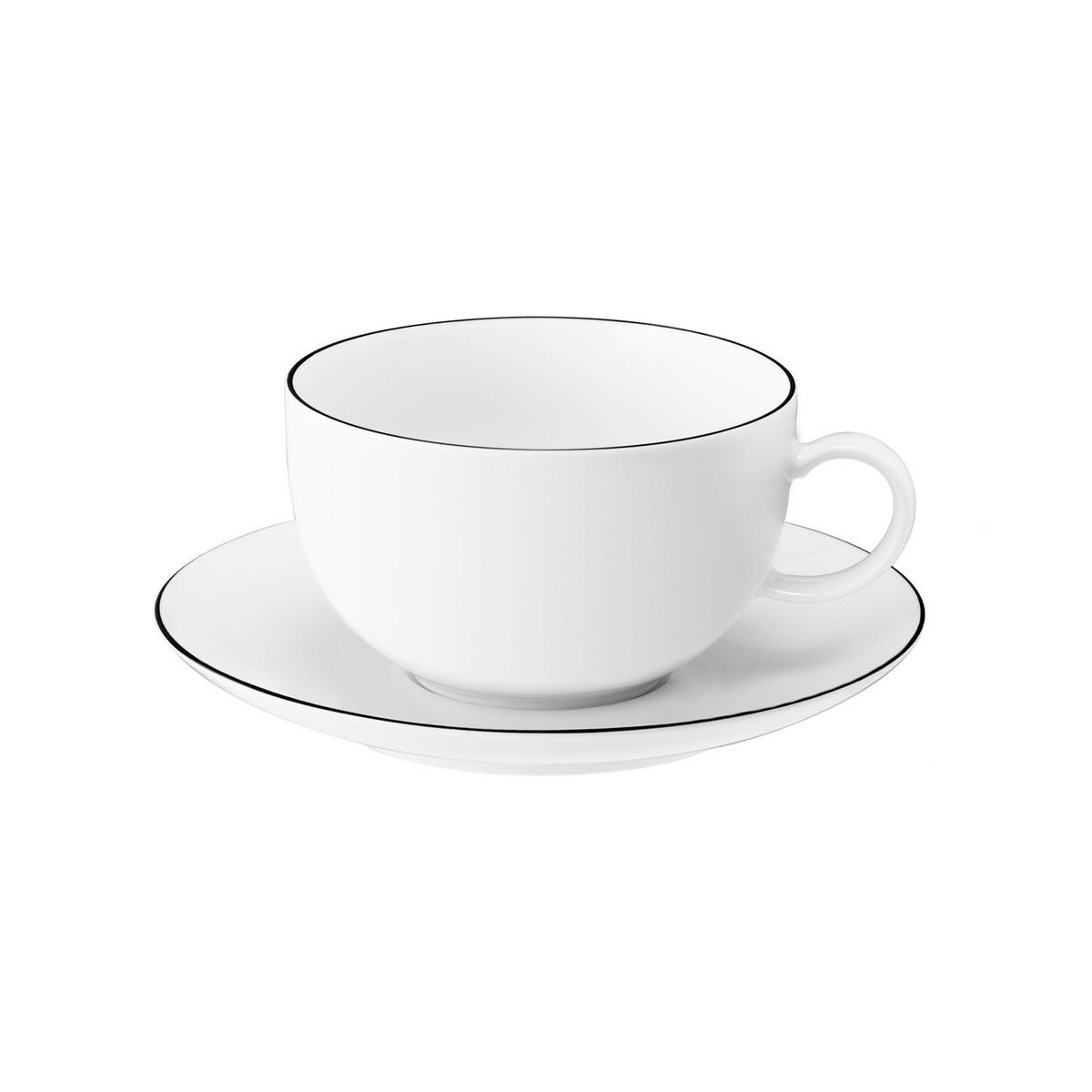 MILCHKAFFEETASSE MIT UNTERTASSE Lido Black Line weiß 350 ml - Weiß, Keramik (16/8.7/16cm) - Seltmann Weiden