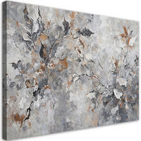 WANDBILD abstrakte botanik grau gold - Silberfarben, Textil (60/40cm) - Feeby